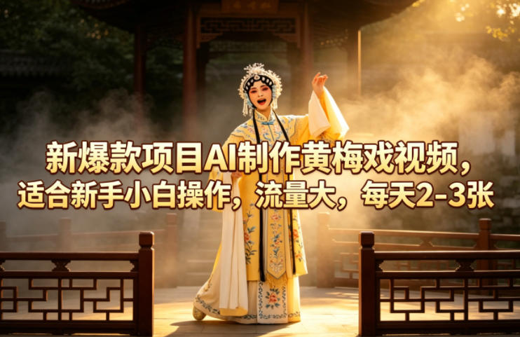 新爆款项目AI制作黄梅戏视频，适合新手小白操作，流量大，每天2-3张-优创云