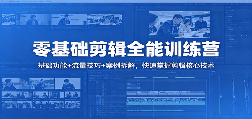零基础剪辑全能训练营：基础功能+流量技巧+案例拆解，快速掌握剪辑核心技术-优创云