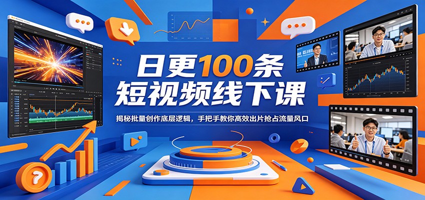 日更100条短视频线下课：揭秘批量创作底层逻辑，手把手教你高效出片抢占流量风口-优创云