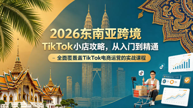 2026东南亚跨境TikTok小店攻略，从入门到精通、全面覆盖TikTok电商运营的实战课程（更新4月）-优创云