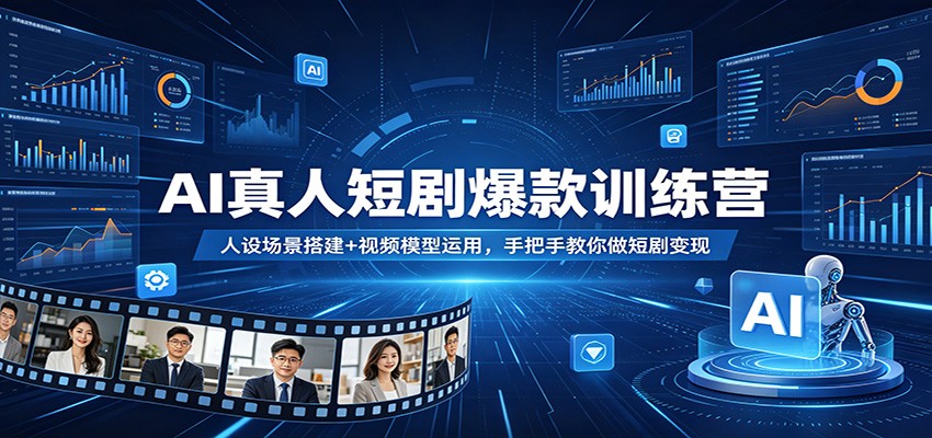 AI真人短剧爆款训练营：人设场景搭建+视频模型运用，手把手教你做短剧变现-优创云