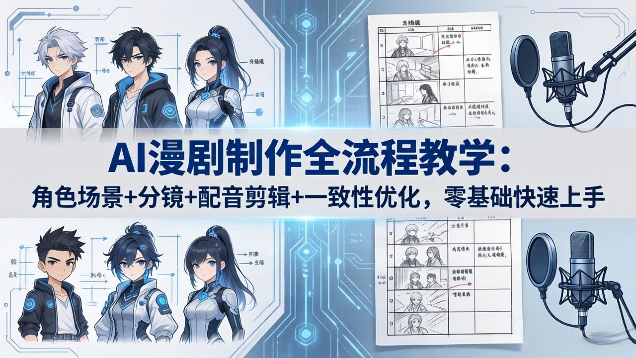 AI漫剧制作全流程教学：角色场景+分镜+配音剪辑+一致性优化，零基础快速上手-优创云