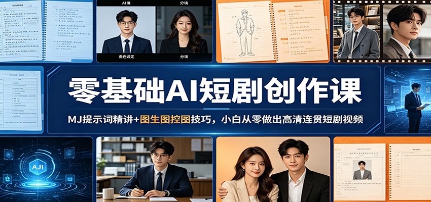 零基础AI短剧创作课：MJ提示词精讲+图生图控图技巧，小白从零做出高清连贯短剧视频-优创云