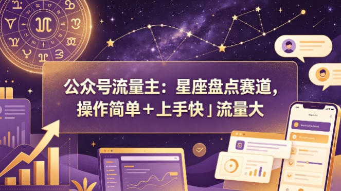 公众号流量主：星座盘点赛道，操作简单＋上手快＋流量大-优创云