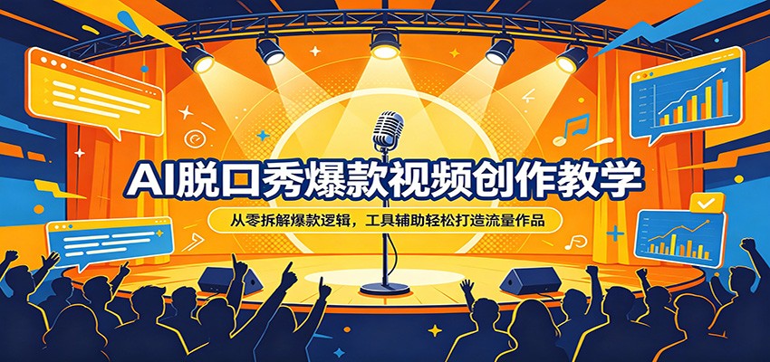 AI脱口秀爆款视频创作教学：从零拆解爆款逻辑，工具辅助轻松打造流量作品-优创云