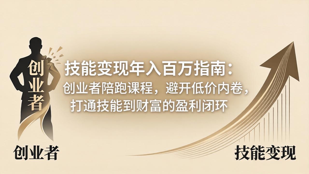 技能变现年入百万指南：创业者陪跑课程，避开低价内卷，打通技能到财富的盈利闭环-优创云