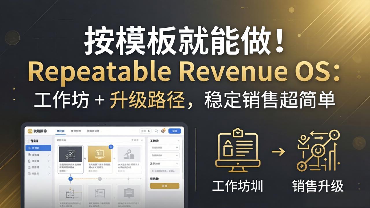 按模板就能做！Repeatable Revenue OS：工作坊 + 升级路径，稳定销售超简单-优创云