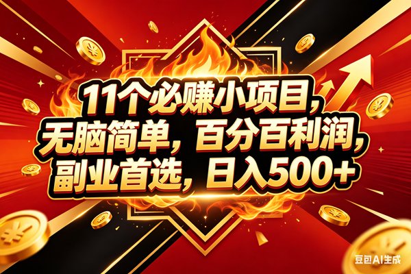 （18189期）11个必赚米小项目，百分百赚米，无脑简单，副业首选，日入500+-优创云