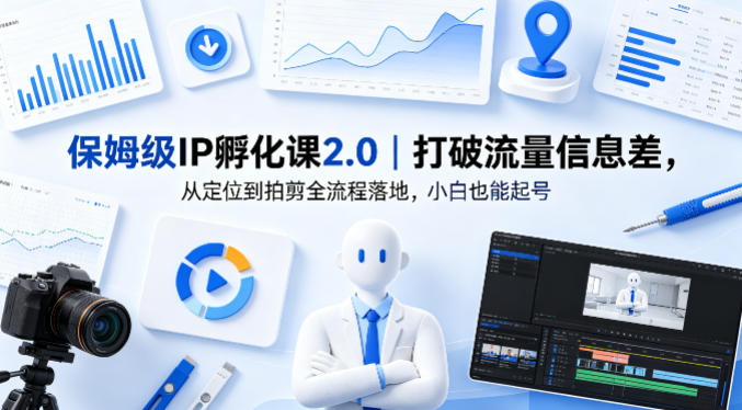 保姆级IP孵化课2.0｜打破流量信息差，从定位到拍剪全流程落地，小白也能起号-优创云
