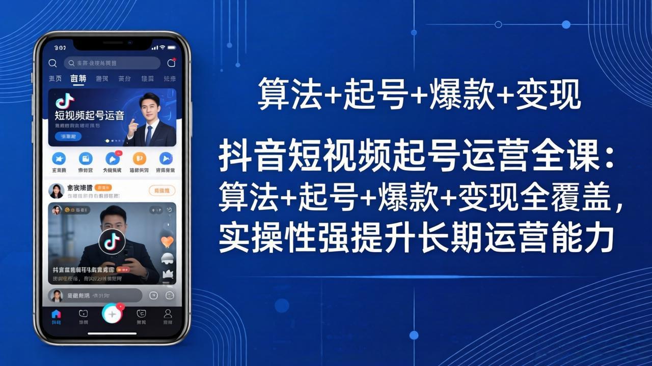 抖音短视频起号运营全课：算法+起号+爆款+变现全覆盖，实操性强提升长期运营能力-优创云