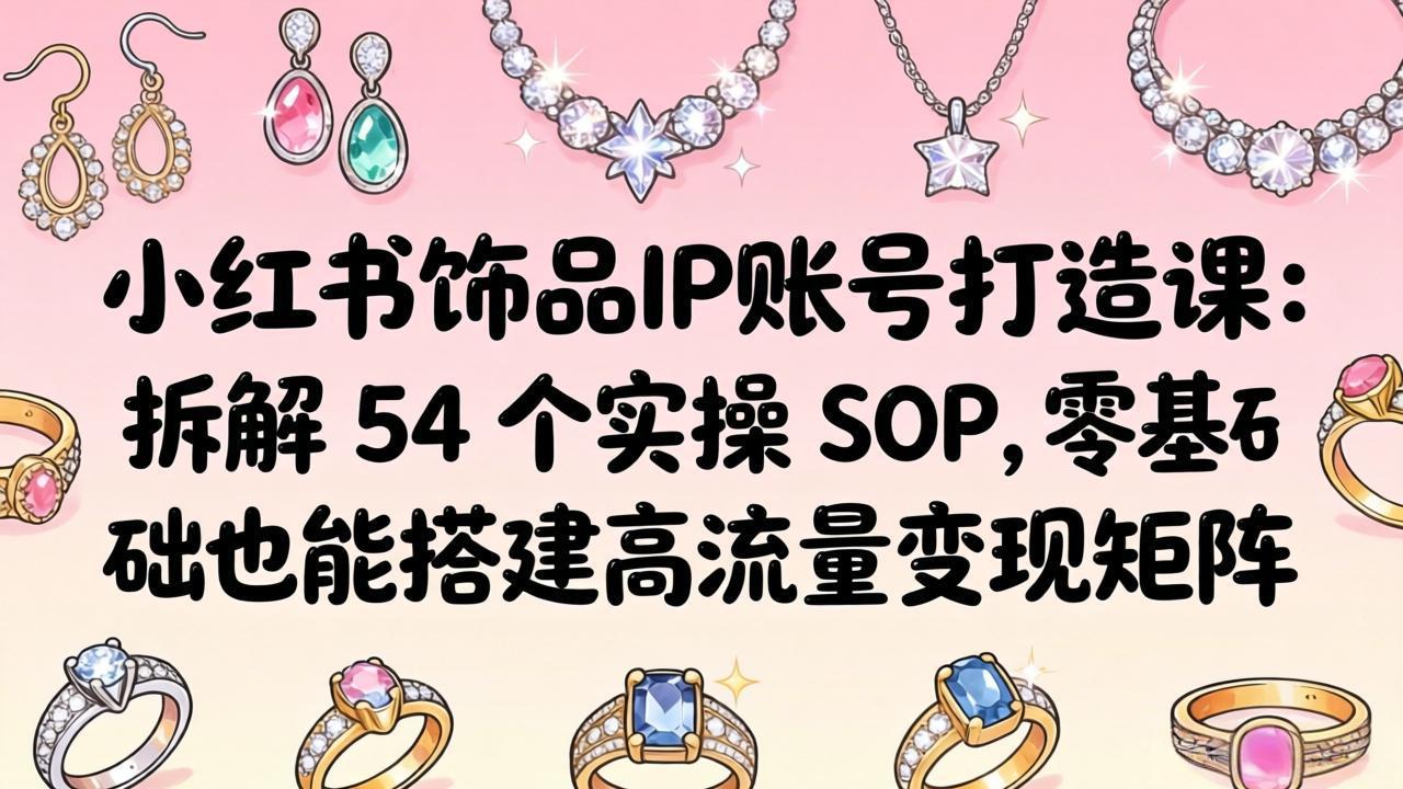 小红书饰品IP账号打造课：拆解 54 个实操 SOP，零基础也能搭建高流量变现矩阵-优创云