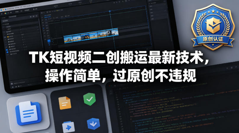 TK短视频二创搬运最新技术，操作简单，过原创不违规-优创云