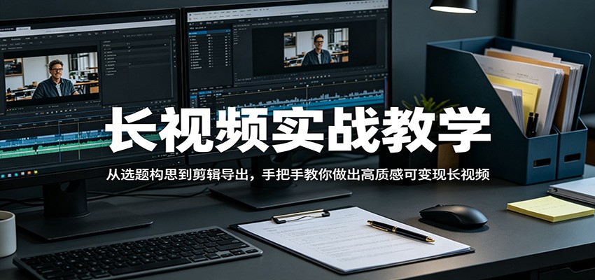 长视频实战教学，从选题构思到剪辑导出，手把手教你做出高质感可变现长视频-优创云