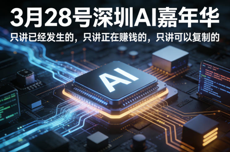 3月28号深圳AI嘉年华，只讲已经发生的，只讲正在賺钱的，只讲可以复制的-优创云