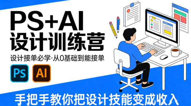 设计接单必学，PS+AI设计训练营，从0基础到能接单，手把手教你把设计技能变成收入-优创云