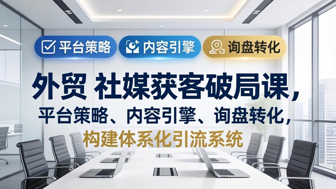 外贸 社媒获客破局课，平台策略、内容引擎、询盘转化，构建体系化引流系统(更新26年3月-优创云
