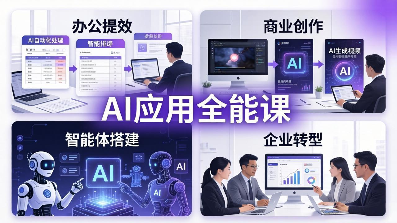 AIGC 应用全能课：办公提效、商业创作、智能体搭建、企业转型，一站式学会AI应用-优创云