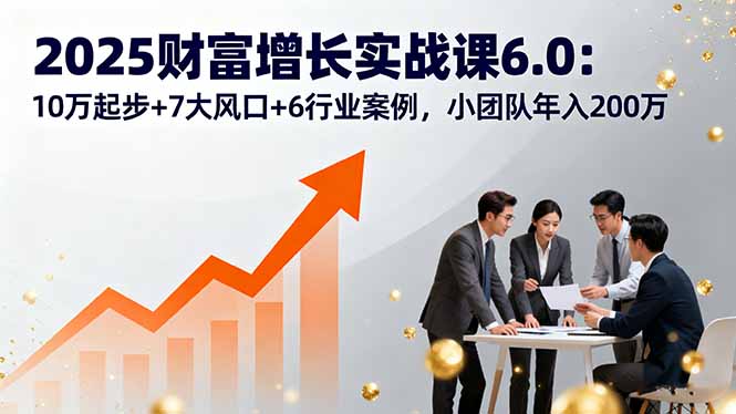 2025财富增长实战课6.0：10万起步+7大风口+6行业案例，小团队年入200万-优创云