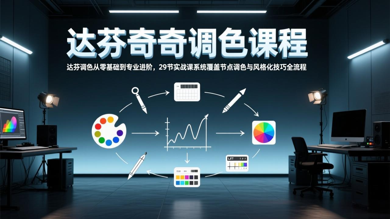 达芬奇调色从零基础到专业进阶，29节实战课系统覆盖节点调色与风格化技巧全流程-优创云