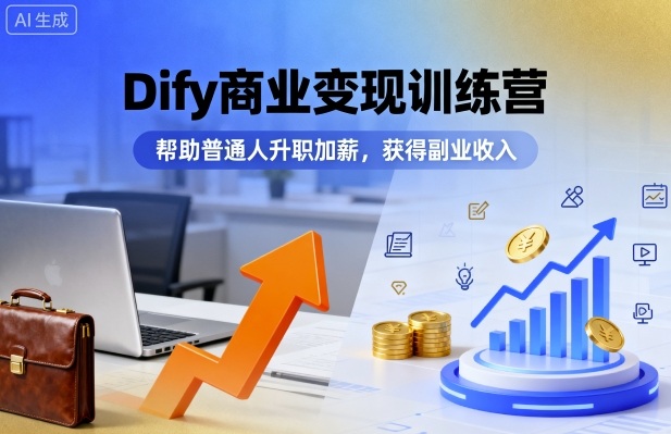 Dify商业变现训练营，帮助普通人升职加薪，获得副业收入-优创云