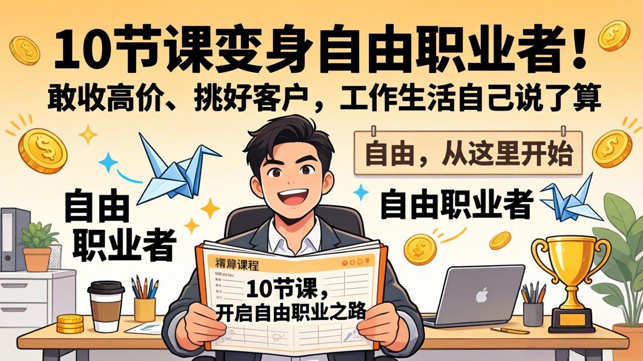 10 节课变身自由职业者！敢收高价、挑好客户，工作生活自己说了算-优创云