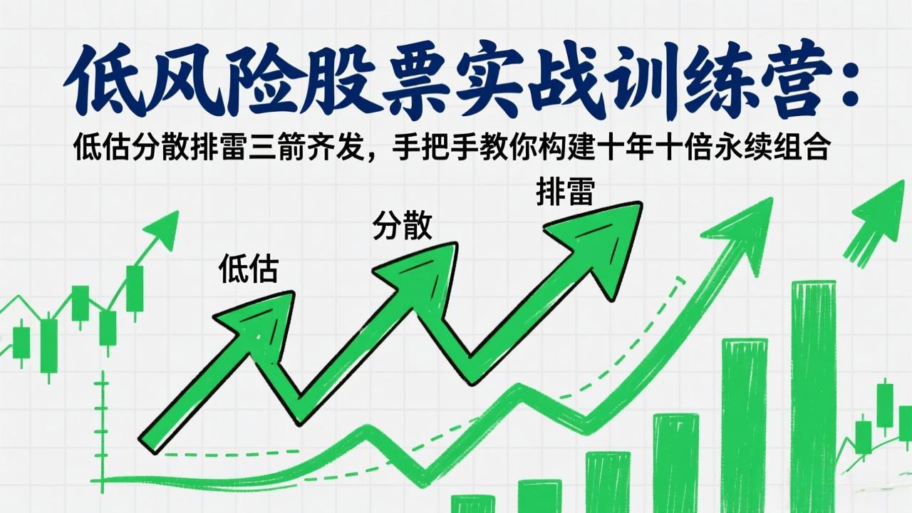 低风险股票实战训练营：低估分散排雷三箭齐发，手把手教你构建十年十倍永续组合-优创云