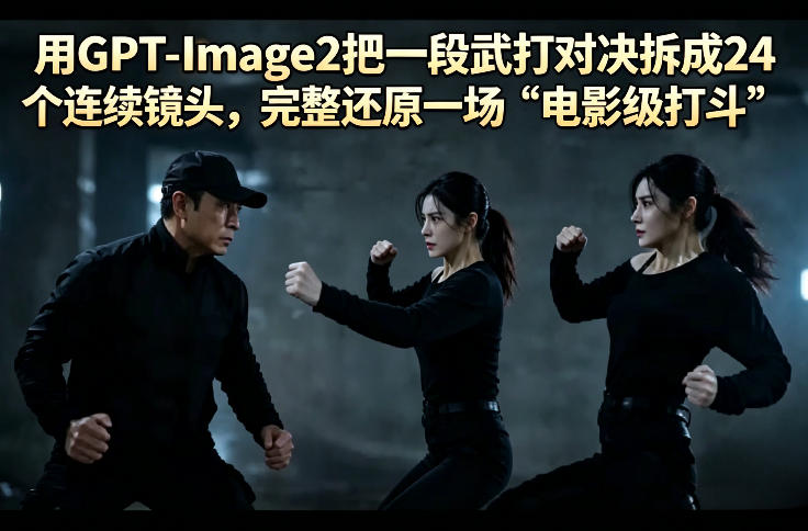 用GPT-Image2把一段武打对决拆成24个连续镜头，完整还原一场“电影级打斗”-优创云