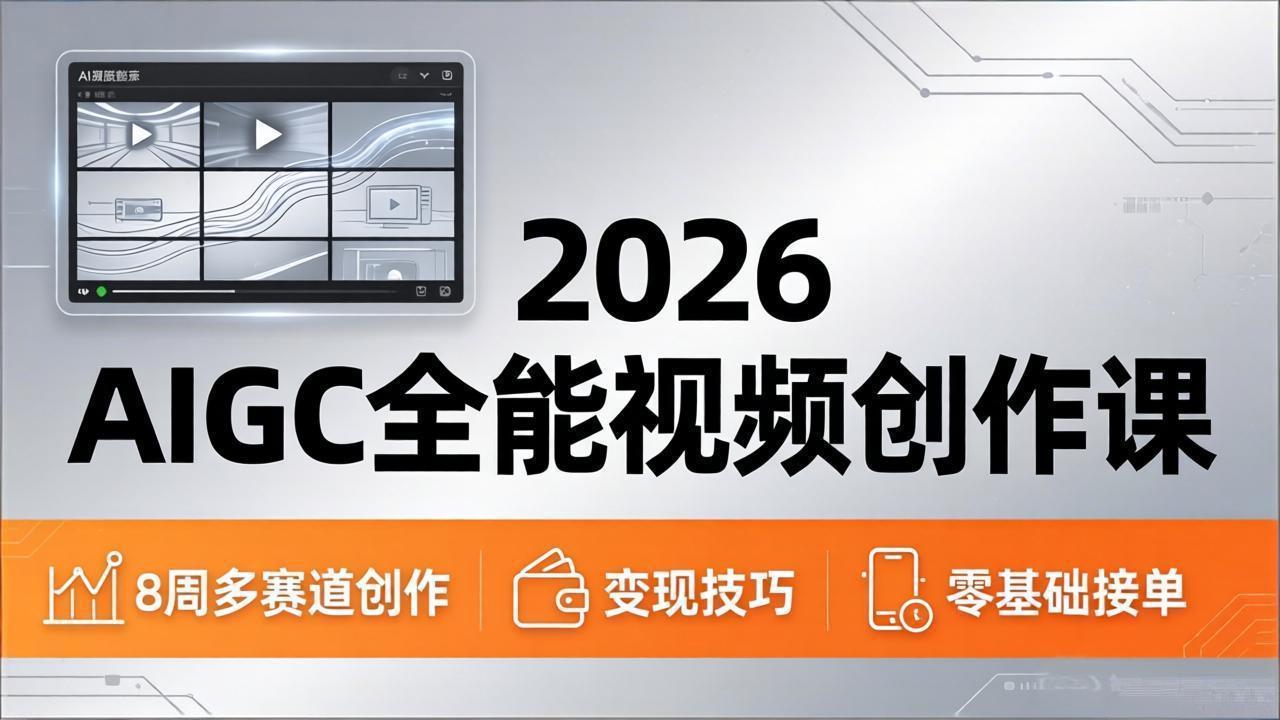 2026AIGC全能视频创作课，8周吃透多赛道创作+变现，零基础也能高效出片接单-优创云