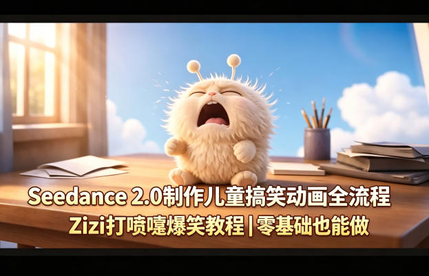 Seedance 2.0制作儿童搞笑动画全流程Zizi打喷嚏爆笑教程｜零基础也能做-优创云