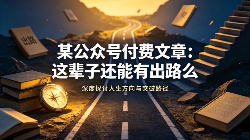 某公众号付费文章：这辈子还能有出路么-优创云