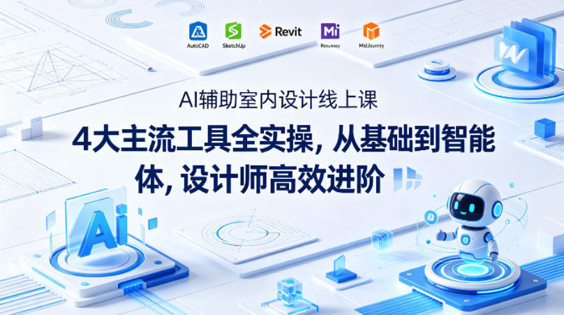 AI辅助室内设计线上课｜4大主流工具全实操，从基础到智能体，设计师高效进阶-优创云