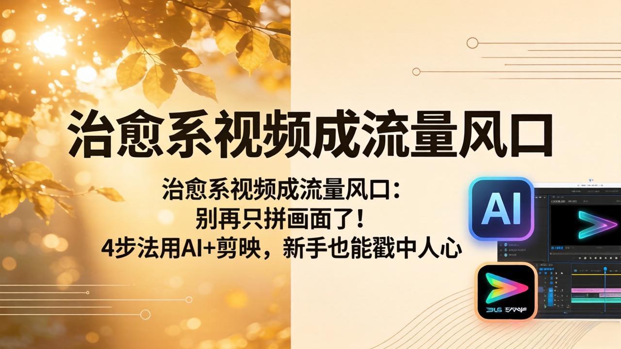 治愈系视频成流量风口：别再只拼画面了！4步法用AI+剪映，新手也能戳中人心-优创云