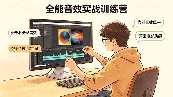 全能音效实战训练营：数千种分类音效+数十个FCPX工程，告别音效单一，剪出电影质感-优创云