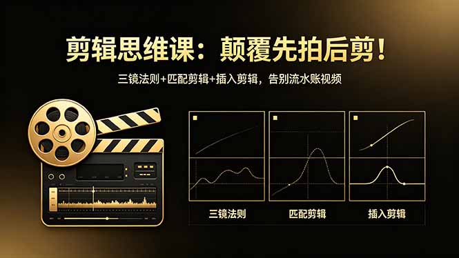 剪辑思维课：颠覆先拍后剪！三镜法则+匹配剪辑+插入剪辑，告别流水账视频-优创云