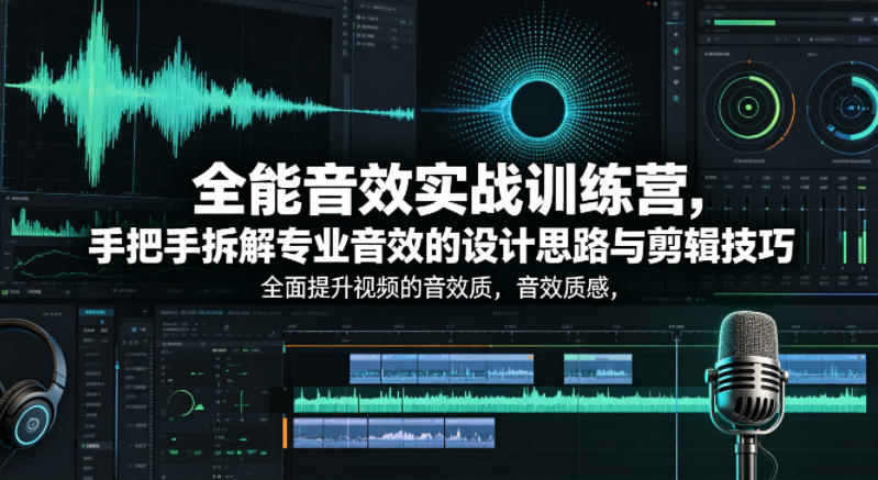 全能音效实战训练营，手把手拆解专业音效的设计思路与剪辑技巧，全面提升视频的音效质感-优创云