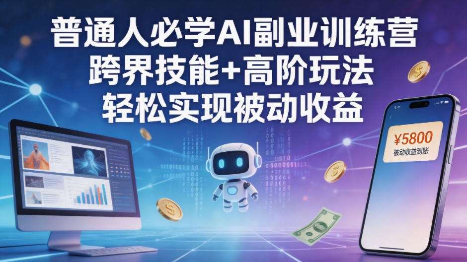 普通人必学AI副业训练营跨界技能+高阶玩法轻松实现被动收益-优创云