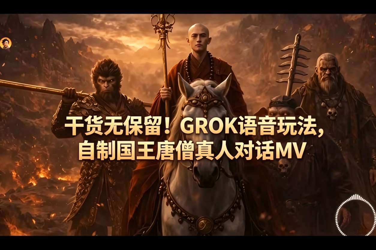 干货无保留！GROK语音玩法，自制国王唐僧真人对话MV-优创云