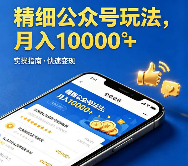 精细化公众号玩法，我们给你提供文章，你来负责发布，收益可观，月入1W+【揭秘】-优创云