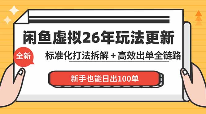 闲鱼虚拟从0到1系统化运营课程：标准化打法拆解 + 高效出单全链路教学，新手也能日出100单-优创云