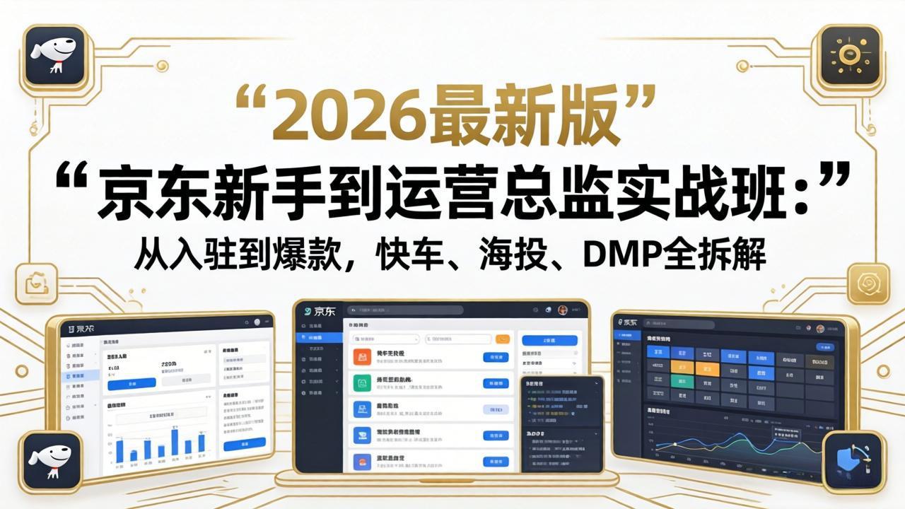 京东新手到运营总监实战班：从入驻到爆款，快车、海投、DMP全拆解，2026最新版-优创云