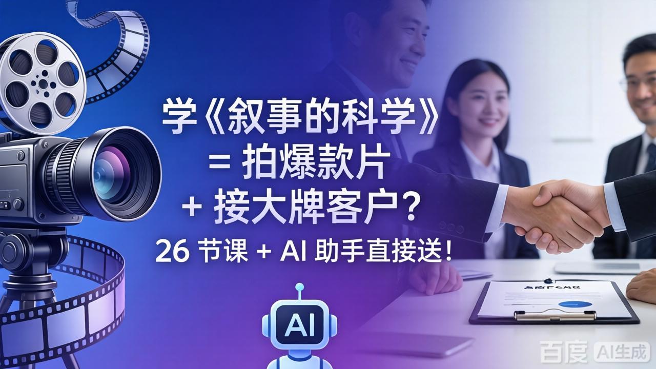 学《叙事的科学》= 拍爆款片 + 接大牌客户？26 节课 + AI 助手直接送！-优创云