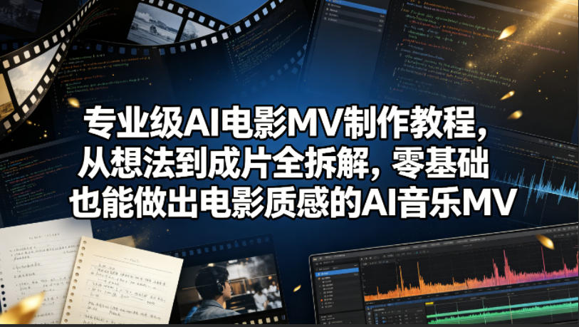 专业级AI电影MV制作教程，从想法到成片全拆解，零基础也能做出电影质感的AI音乐MV-优创云