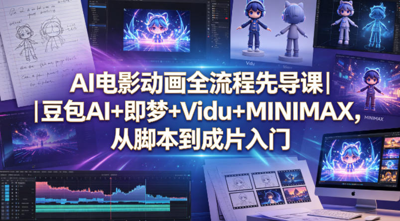 AI电影动画全流程先导课｜豆包AI+即梦+Vidu+MINIMAX，从脚本到成片入门-优创云