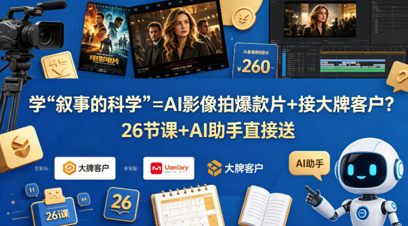 学《叙事的科学》=AI影像拍爆款片+接大牌客户？26节课+AI助手直接送【原创双语字幕】-优创云