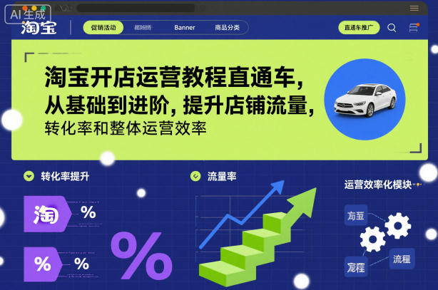 淘宝开店运营教程直通车，从基础到进阶，提升店铺流量，转化率和整体运营效率(更新26年4月20日)-优创云