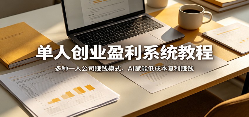 单人创业盈利系统教程：多种一人公司赚钱模式，AI赋能低成本复利赚钱-优创云