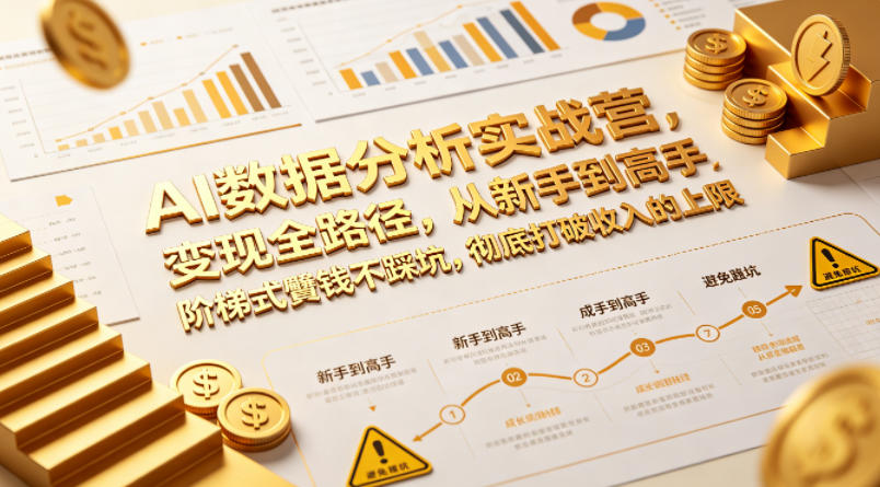 AI数据分析实战营，变现全路径，从新手到高手，阶梯式賺钱不踩坑，彻底打破收入的上限-优创云