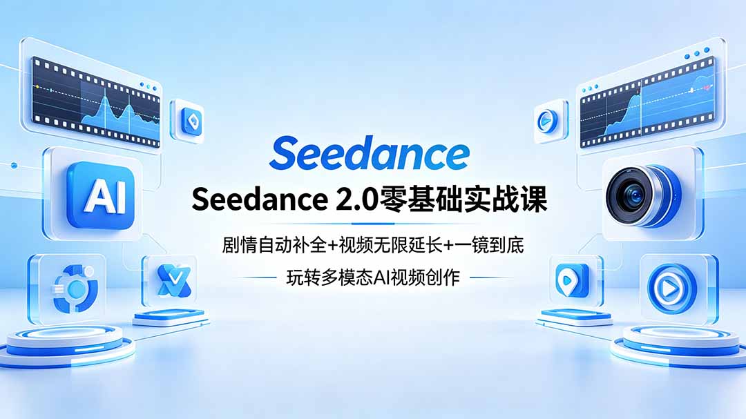 Seedance 2.0零基础实战课：剧情自动补全+视频无限延长+一镜到底：玩转多模态AI视频创作-优创云