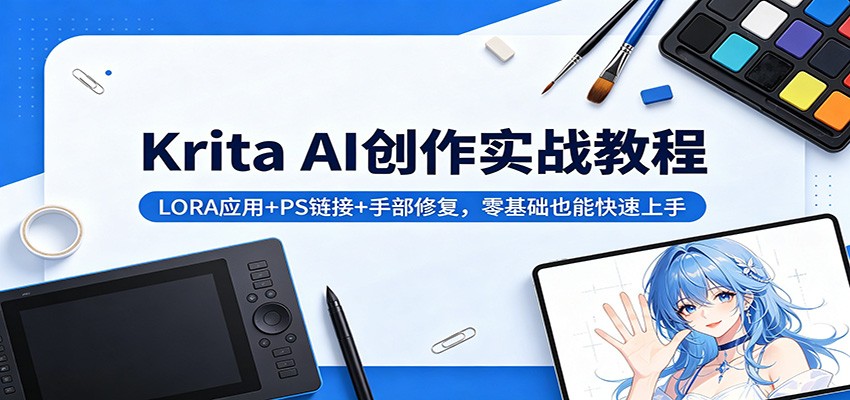 Krita AI创作实战教程：LORA应用+PS链接+手部修复，零基础也能快速上手-优创云