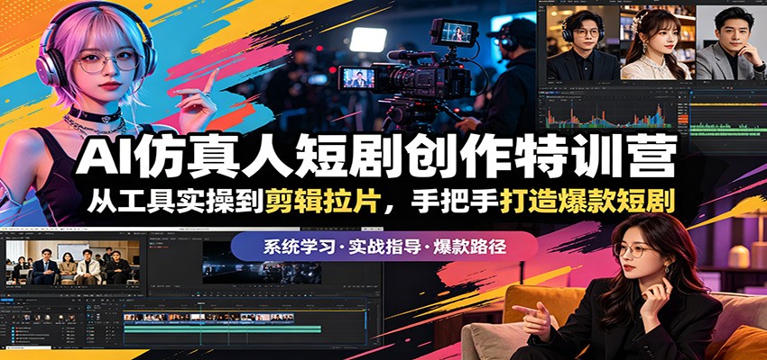 AI仿真人短剧创作特训营：从工具实操到剪辑拉片，手把手打造爆款短剧-优创云